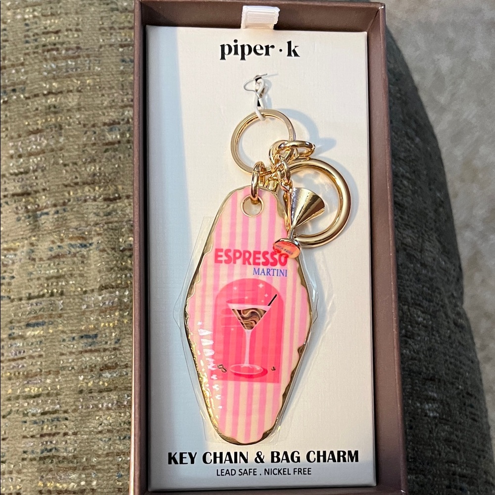 Piper K Pink and Gold Key Chain & Bag Charm